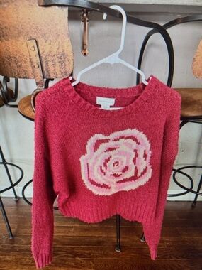 Sincerly Jules Raspberry Rose Crewneck Sweater